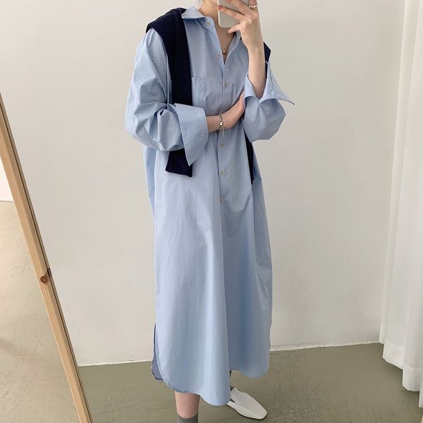 woman shirt dress white cotton korean fashion clothes loose style turn-down collar casual plus size dresses long sleeve
woman shirt dress white cotton korean fashion clothes loose style turn-down collar casual plus size dresses long sleeve