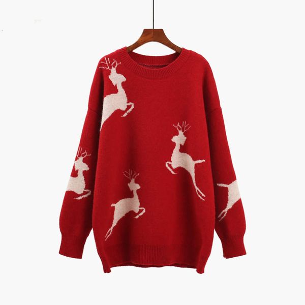 thickened christmas fawn red pullover for women's autumn and winter 2020 new loose medium length lazy style sweater, White;black
thickened christmas fawn red pullover for women's autumn and winter 2020 new loose medium length lazy style sweater, White;black