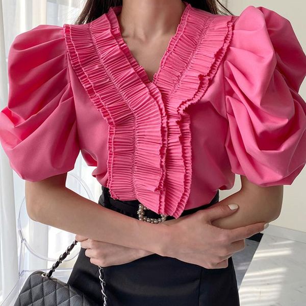 women's blouses & shirts design sense vintage v-neck puff sleeve clothing summer office lady loose cascade ruffle print patchwork shirt, White
women's blouses & shirts design sense vintage v-neck puff sleeve clothing summer office lady loose cascade ruffle print patchwork shirt, White