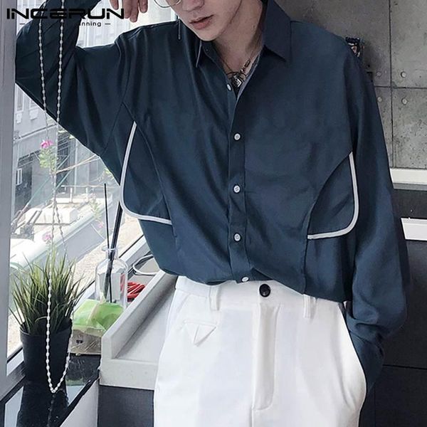 men's casual shirts incerun long sleeve lapel patchwork shirt korean style man stylish button chemise loose blouse 2021 sping men 5xl, White;black
men's casual shirts incerun long sleeve lapel patchwork shirt korean style man stylish button chemise loose blouse 2021 sping men 5xl, White;black