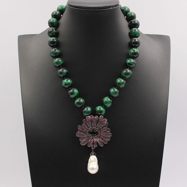 guaiguai jewelry 18quot 14mm green tiger eye round necklace white keshi pearl cz gunmetal gold plated flower pendant necklace fo2921718, Silver
guaiguai jewelry 18quot 14mm green tiger eye round necklace white keshi pearl cz gunmetal gold plated flower pendant necklace fo2921718, Silver