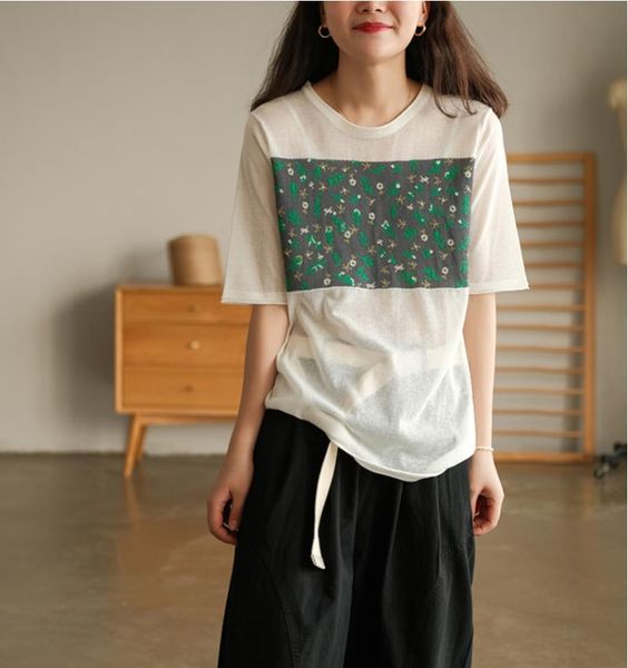 women's t-shirt 2021 knitting women summer fashion casual o-neck short sleeve print pullovers, White
women's t-shirt 2021 knitting women summer fashion casual o-neck short sleeve print pullovers, White