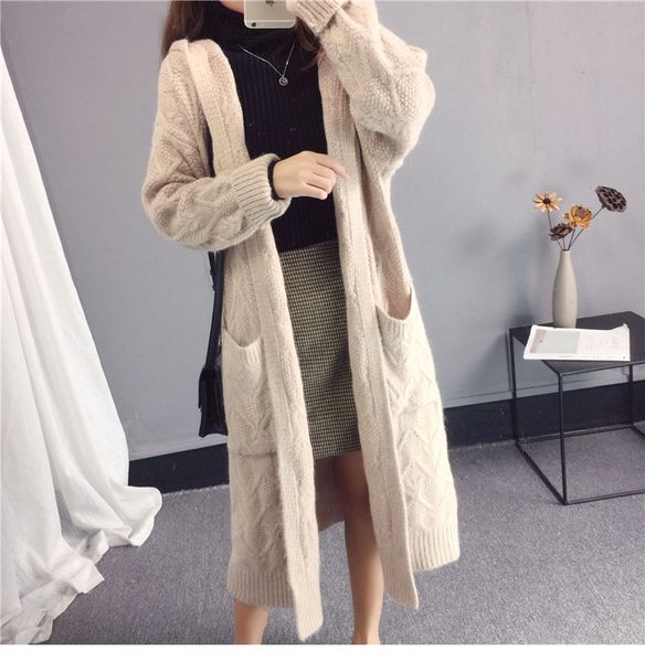 women long sleeve hooded long sweater loose knitted sweater coat women thick cardigans long sweater jumper women cape 201120, White;black
women long sleeve hooded long sweater loose knitted sweater coat women thick cardigans long sweater jumper women cape 201120, White;black