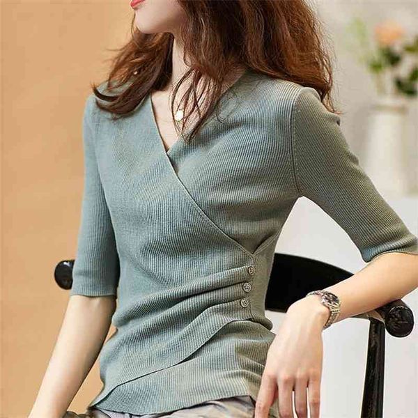 chic casual summer basic sweater pullovers women v-neck solid knit slim pullover female short sleeve thin khaki sweater jumper 210604, White;black
chic casual summer basic sweater pullovers women v-neck solid knit slim pullover female short sleeve thin khaki sweater jumper 210604, White;black