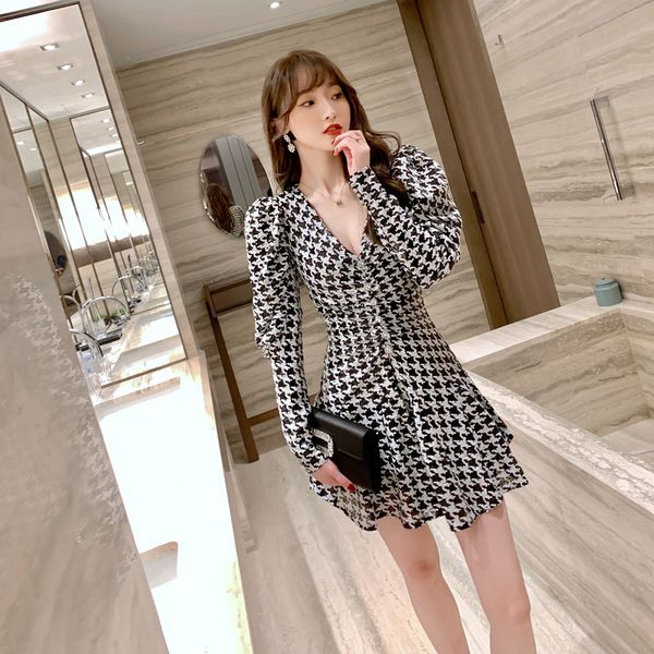 new arrival fashion korean spring mini party women ol temperament pearl puff sleeve houndstooth print slim a-line dress 29pa, White;black
new arrival fashion korean spring mini party women ol temperament pearl puff sleeve houndstooth print slim a-line dress 29pa, White;black