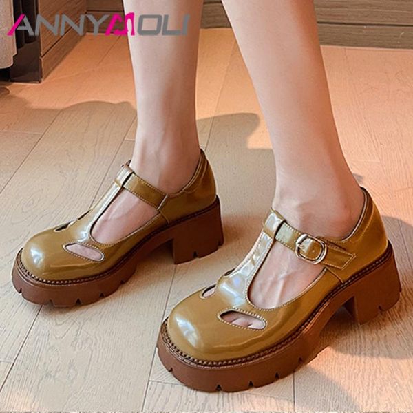 dress shoes annymoli woman mary janes real leather buckle pumps platform chunky high heel round toe sheepskin ladies footwear, Black
dress shoes annymoli woman mary janes real leather buckle pumps platform chunky high heel round toe sheepskin ladies footwear, Black