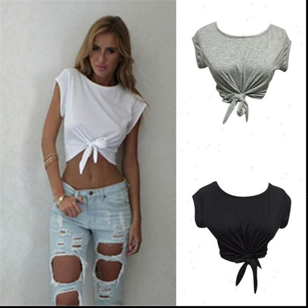 women knotted tie front crop cropped t shirt casual blouse tanks camis white grey color
women knotted tie front crop cropped t shirt casual blouse tanks camis white grey color