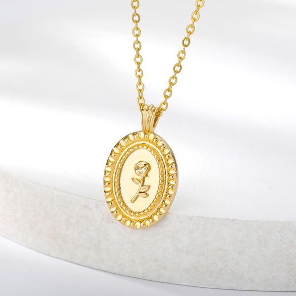pendant necklaces classic oval shape rose nekclace for women men vintage nameplate statement gold floral stainless steel jewlery, Silver
pendant necklaces classic oval shape rose nekclace for women men vintage nameplate statement gold floral stainless steel jewlery, Silver