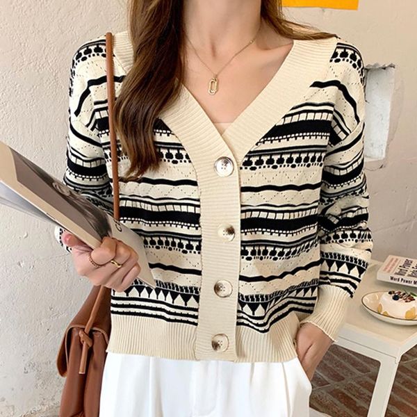 women's knits & tees ljsxls vintage striped sweater women korean clothes long sleeve v neck button cardigan 2021 autumn knitted cropped, White
women's knits & tees ljsxls vintage striped sweater women korean clothes long sleeve v neck button cardigan 2021 autumn knitted cropped, White