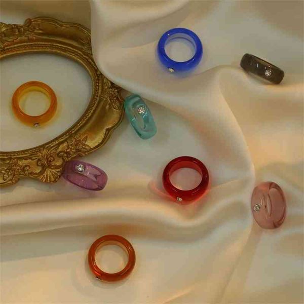 ins resin multi color round with small zircon east gate, the same simple girl fashion tail ring, Black
ins resin multi color round with small zircon east gate, the same simple girl fashion tail ring, Black