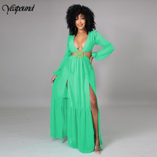 casual dresses elegant ladies maxi dress fashion deep v long sleeve party clothes woman cut out waist slit, Black;gray
casual dresses elegant ladies maxi dress fashion deep v long sleeve party clothes woman cut out waist slit, Black;gray
