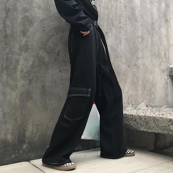women's pants & capris high waist straight wide leg loose full pant drawstring elastic vintage hip hop streetwear korean denim jeans pl, Black;white
women's pants & capris high waist straight wide leg loose full pant drawstring elastic vintage hip hop streetwear korean denim jeans pl, Black;white