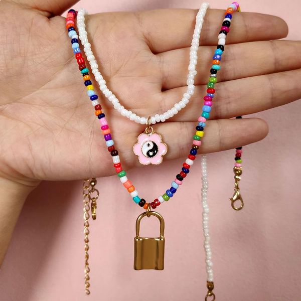 chains bohemia multi-layer chain bagua yin yang lock necklace for women fashion colorful beaded necklaces on the neck collar jewelry, Silver
chains bohemia multi-layer chain bagua yin yang lock necklace for women fashion colorful beaded necklaces on the neck collar jewelry, Silver