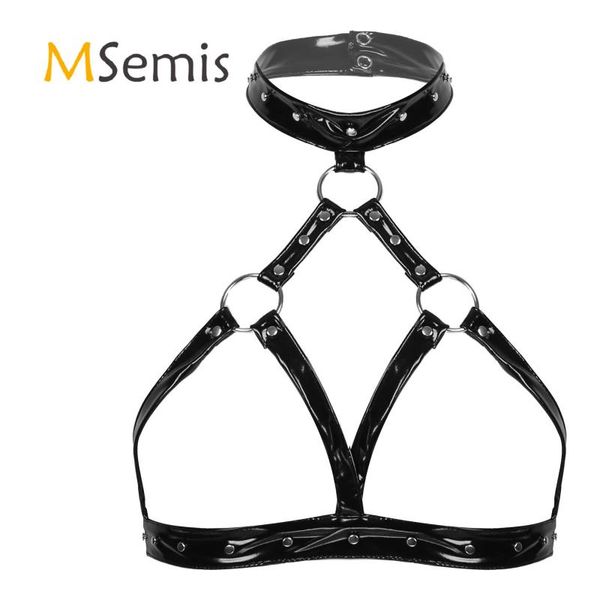 bras womens lingerie open cup bra patent leather halter neck hollow out front o-ring rivet harness underwear, Red;black
bras womens lingerie open cup bra patent leather halter neck hollow out front o-ring rivet harness underwear, Red;black