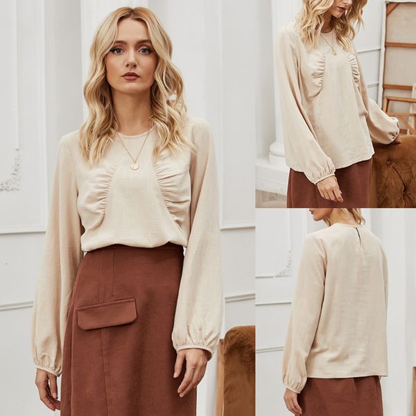 2021 new loose all-match slim round neck long-sleeved blouse womens clothing autumn korean casual solid color base shirt femme blusas eb, White
2021 new loose all-match slim round neck long-sleeved blouse womens clothing autumn korean casual solid color base shirt femme blusas eb, White