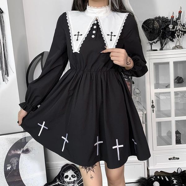 casual dresses fall fashion black dress slim gothic cross long sleeve contrast color woman a-line girl cute female, Black;gray
casual dresses fall fashion black dress slim gothic cross long sleeve contrast color woman a-line girl cute female, Black;gray