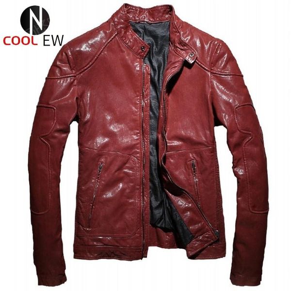 men's leather & faux men motorcycle biker genuine jacket brand spring autumn slim sheepskin short coat casual stand collar outwear plus, Black
men's leather & faux men motorcycle biker genuine jacket brand spring autumn slim sheepskin short coat casual stand collar outwear plus, Black
