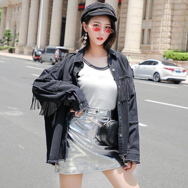women's jackets spring fashion denim jacket high designer frayed burr tassel streetwear women onesize loose black coat, Black;brown
women's jackets spring fashion denim jacket high designer frayed burr tassel streetwear women onesize loose black coat, Black;brown