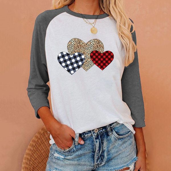 european and american valentine's day women's love round neck raglan seven sleeve t-shirt, White
european and american valentine's day women's love round neck raglan seven sleeve t-shirt, White