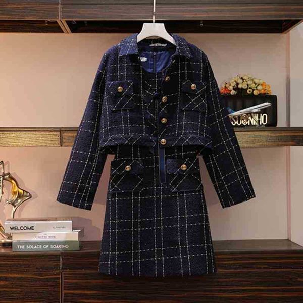 arrival women dress set ol autumn high-quality 2 piece tweed elegant plaid suit female a-line vestidos l-5xl 210525, White
arrival women dress set ol autumn high-quality 2 piece tweed elegant plaid suit female a-line vestidos l-5xl 210525, White