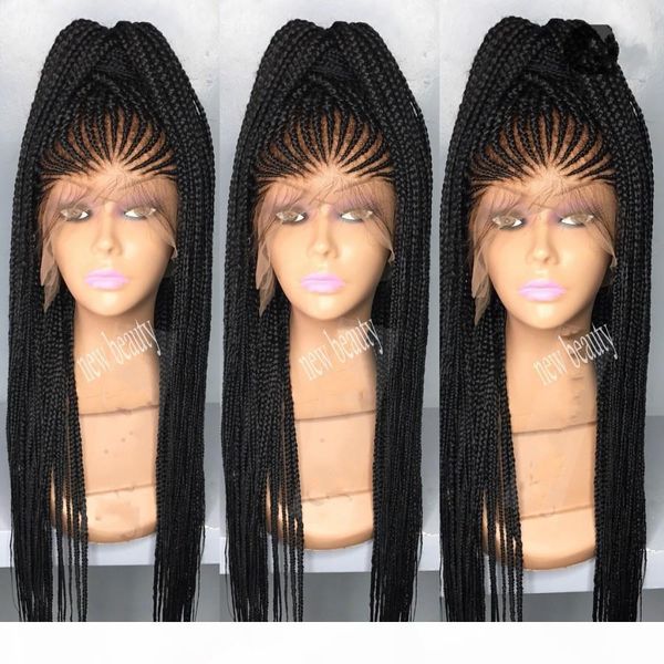 africa women style cornrows braid wig long 200density full micro braid wigs with baby hair jumbo braid lace frontal wig, Black 
africa women style cornrows braid wig long 200density full micro braid wigs with baby hair jumbo braid lace frontal wig, Black