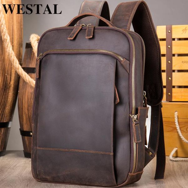 backpack westal man's crazy horse leather bussiness schoolbag fashion vintage lapfor men travel daypack portable rucksack
backpack westal man's crazy horse leather bussiness schoolbag fashion vintage lapfor men travel daypack portable rucksack