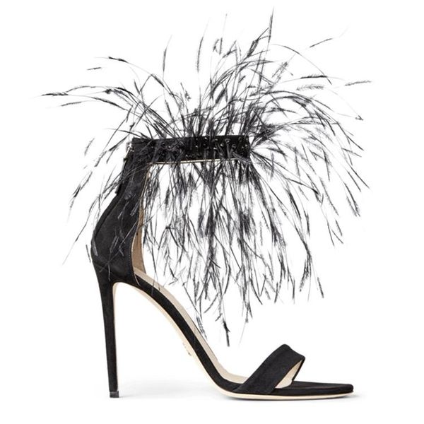sandals 2021 black suede women prom ankle strap feather high heels sandalias femmes large size 42 party summer shoes zapatos
sandals 2021 black suede women prom ankle strap feather high heels sandalias femmes large size 42 party summer shoes zapatos