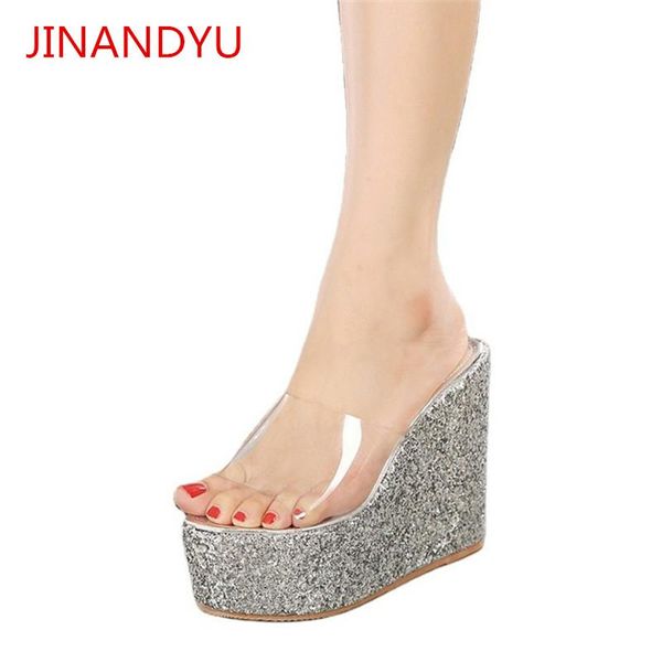 slippers high heels women shoes wedges platform summer transparents for silver gold comfort, Black
slippers high heels women shoes wedges platform summer transparents for silver gold comfort, Black