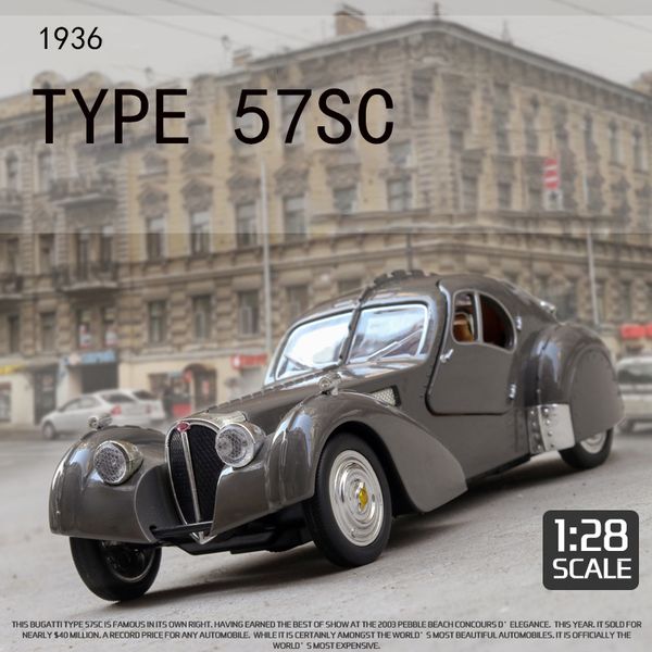 128 Diecast Metal Vintage Car Model Bugatti Type 57SC Atlantic Pull Back Toy With Sound & Light
128 Diecast Metal Vintage Car Model Bugatti Type 57SC Atlantic Pull Back Toy With Sound & Light