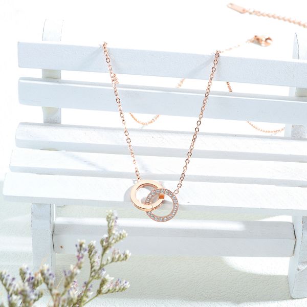 rihang jewelry fashion mori series double ring titanium steel pendant with rose gold inlaid diamond ring collar chain necklace, Silver
rihang jewelry fashion mori series double ring titanium steel pendant with rose gold inlaid diamond ring collar chain necklace, Silver