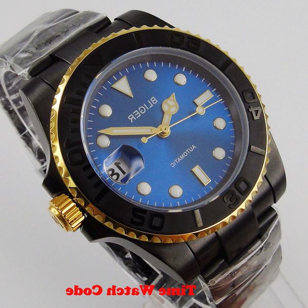 40mm bliger fully black pvd coated men's watch genuine nh35 miyota 8215 blue dial date sapphire glass gold bezel, Slivery;brown
40mm bliger fully black pvd coated men's watch genuine nh35 miyota 8215 blue dial date sapphire glass gold bezel, Slivery;brown