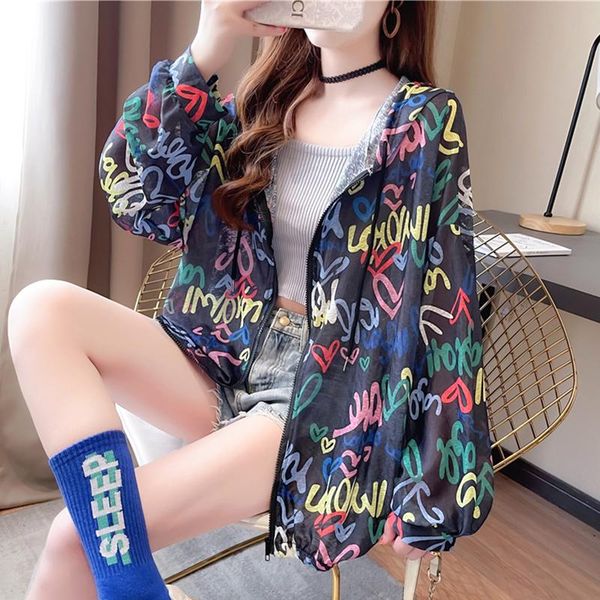 women's jackets 2021 women summer sun protection clothing shirts coat thin outerwear female loose sun-proof heart print hooded, Black;brown
women's jackets 2021 women summer sun protection clothing shirts coat thin outerwear female loose sun-proof heart print hooded, Black;brown