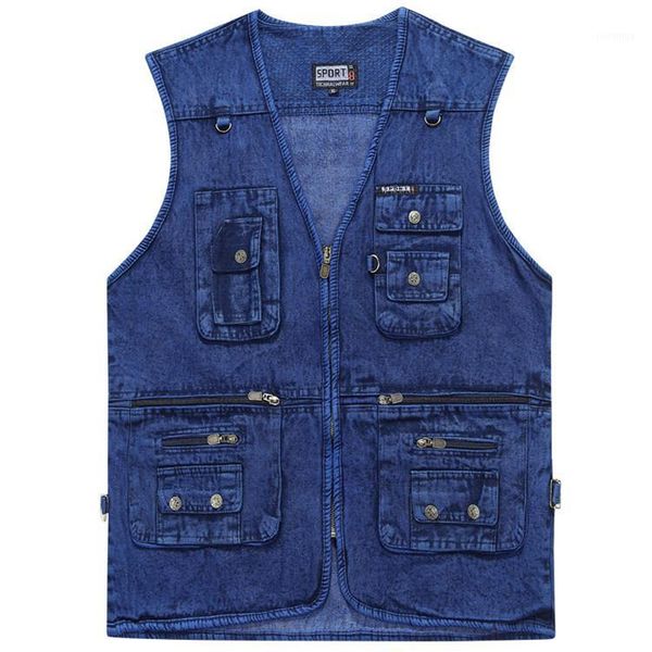 2019 new men casual autumn winter sleeveless denim pgraph vest mens multi pocket cotton v-collar loose waistcoat 4xl1, Black;white
2019 new men casual autumn winter sleeveless denim pgraph vest mens multi pocket cotton v-collar loose waistcoat 4xl1, Black;white