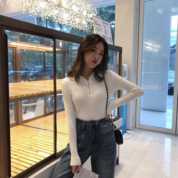 women's sweaters women zipper high neck sweater pullovers turtleneck fit basic autumn slim pull femme black winter j6z4, White;black
women's sweaters women zipper high neck sweater pullovers turtleneck fit basic autumn slim pull femme black winter j6z4, White;black