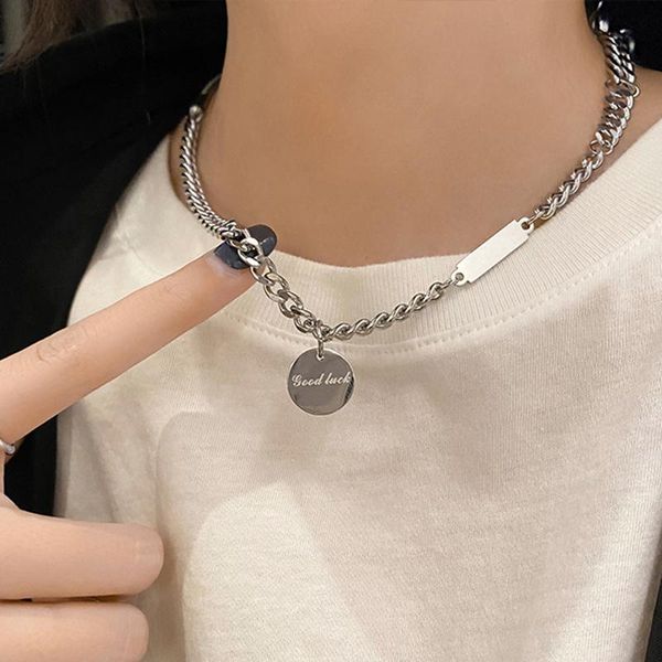 pendant necklaces letter round splicing hip-hop necklace female cool tide brand clavicle chain temperament wild stainless steel neck, Silver
pendant necklaces letter round splicing hip-hop necklace female cool tide brand clavicle chain temperament wild stainless steel neck, Silver