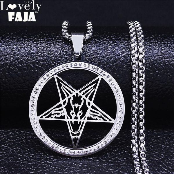 pendant necklaces large talisman baphomet crystal stainless steel men/women goat pin jewerly satanic lucifer patch collier n4830s03, Silver
pendant necklaces large talisman baphomet crystal stainless steel men/women goat pin jewerly satanic lucifer patch collier n4830s03, Silver