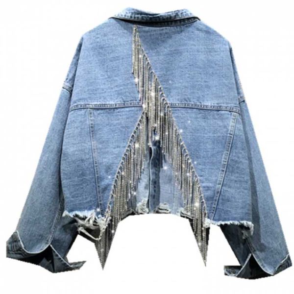 women's jackets rhinestone tassel heavy industry denim jacket women 2021 spring autumn korean loose casual short jeans coat female oute, Black;brown
women's jackets rhinestone tassel heavy industry denim jacket women 2021 spring autumn korean loose casual short jeans coat female oute, Black;brown