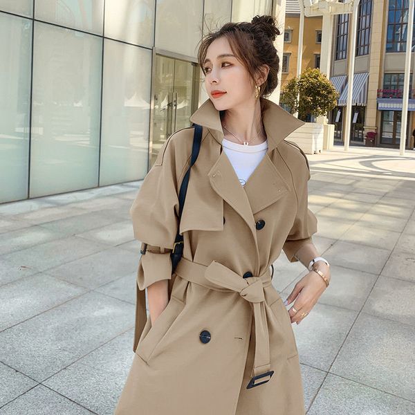women's trench coats brand spring autumn long women double breasted belted simple classic loose lady outerwear windbreaker, Tan;black
women's trench coats brand spring autumn long women double breasted belted simple classic loose lady outerwear windbreaker, Tan;black