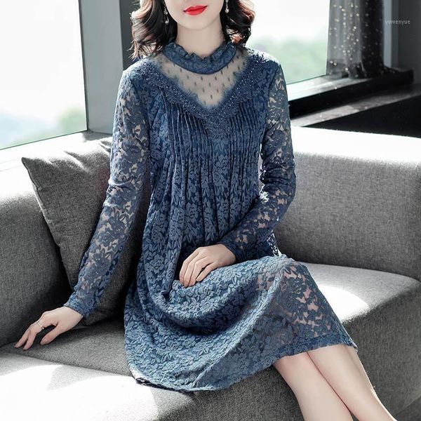 casual dresses ladies elegant lace pleated dress long sleeve ruffle collar mesh patchwork plus size loose party women clothes -4xl, Black;gray
casual dresses ladies elegant lace pleated dress long sleeve ruffle collar mesh patchwork plus size loose party women clothes -4xl, Black;gray