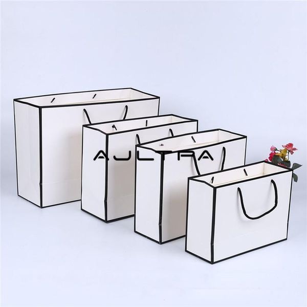 gift wrap 100pcs/lot 4 size large black border white kraft paper bag with handle wedding party favor bags
gift wrap 100pcs/lot 4 size large black border white kraft paper bag with handle wedding party favor bags