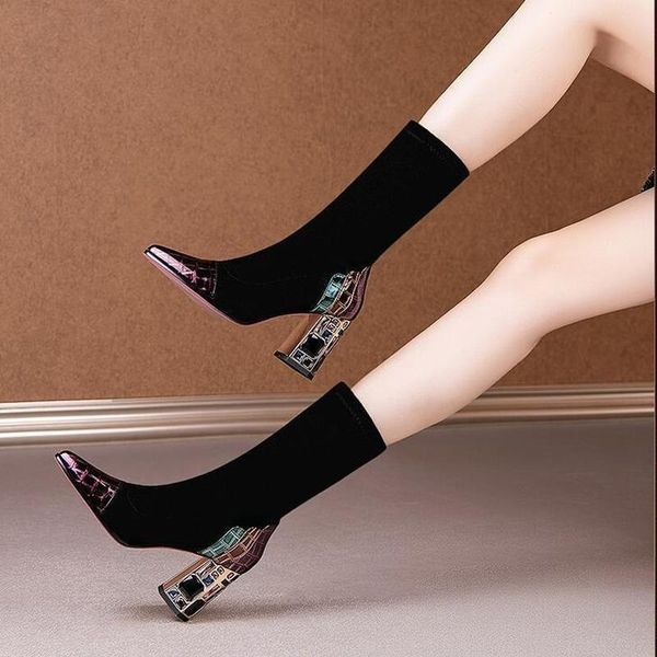 dress shoes women's boots fabric high heel autumn sock women fashion zipper pumps pointed toe slip on zapatillas mujer, Black
dress shoes women's boots fabric high heel autumn sock women fashion zipper pumps pointed toe slip on zapatillas mujer, Black