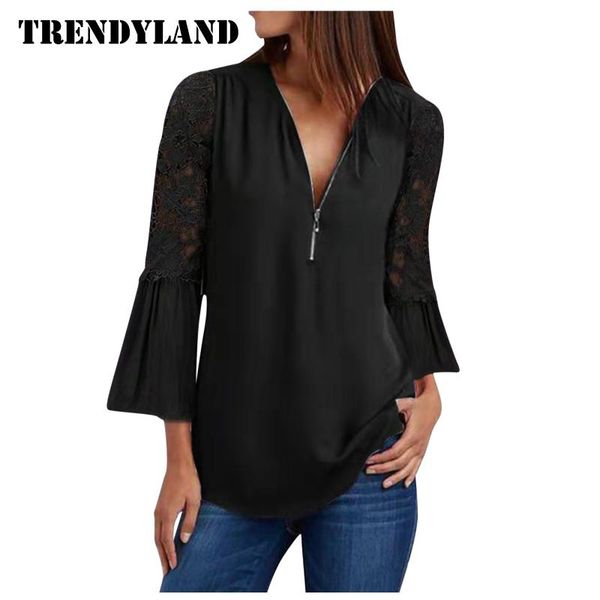 women's blouses & shirts trendyland womens blouse v-neck zipper solid color short sleeve casual designer wear harajuku streetwear, White
women's blouses & shirts trendyland womens blouse v-neck zipper solid color short sleeve casual designer wear harajuku streetwear, White