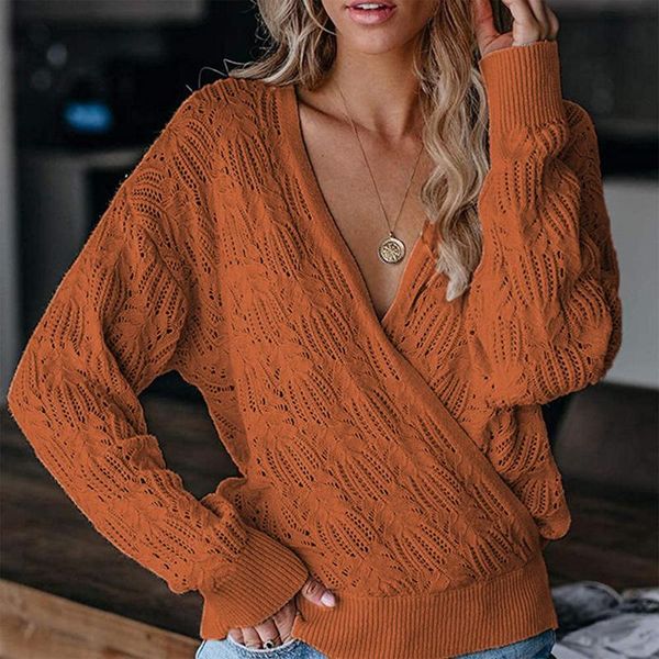 women's sweaters women deep v neck wrap hollow sweater long sleeve crochet knit pullover top, White;black
women's sweaters women deep v neck wrap hollow sweater long sleeve crochet knit pullover top, White;black