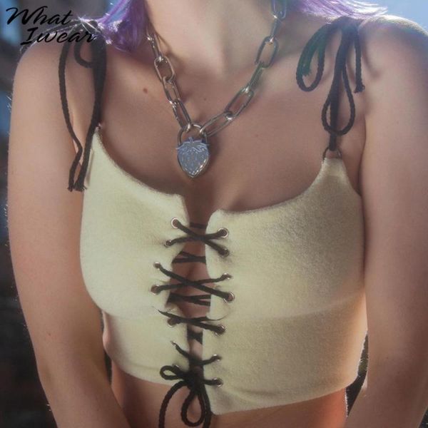 women's tanks & camis whatiwear solid lace up bandage crop women sling sleeveless slim fashion streetwear casual lady tank autumn, White
women's tanks & camis whatiwear solid lace up bandage crop women sling sleeveless slim fashion streetwear casual lady tank autumn, White