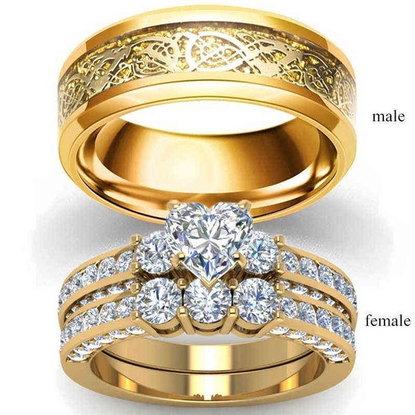 carofeez fashion jewelry lover's ring wedding gold-color women heart zircon s set vintage dragon stainless steel men, Silver
carofeez fashion jewelry lover's ring wedding gold-color women heart zircon s set vintage dragon stainless steel men, Silver