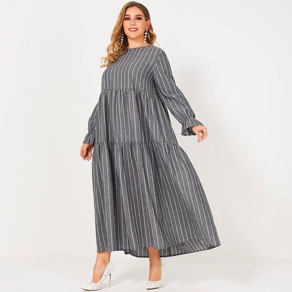 casual dresses products ladies fashion cotton and linen striped wide pleated round neck long wild slimming plus size dress, Black;gray
casual dresses products ladies fashion cotton and linen striped wide pleated round neck long wild slimming plus size dress, Black;gray