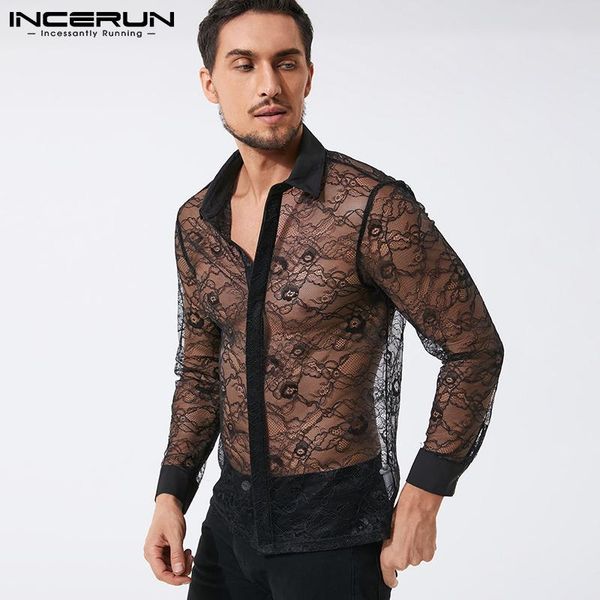 men's casual shirts incerun men lace shirt lapel mesh see through 2021 long sleeve streetwear clothing button nightclub party camisetas, White;black
men's casual shirts incerun men lace shirt lapel mesh see through 2021 long sleeve streetwear clothing button nightclub party camisetas, White;black