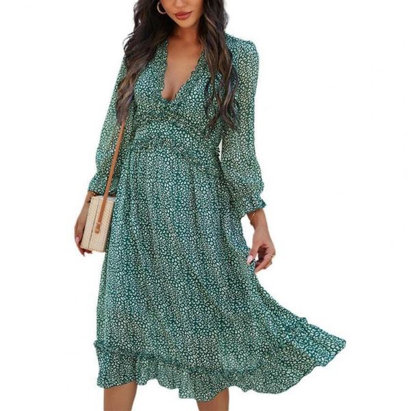 casual dresses summer floral women's long dress elegant chiffon leopard print ruffle leisure lacework v neck lantern sleeve female, Black;gray
casual dresses summer floral women's long dress elegant chiffon leopard print ruffle leisure lacework v neck lantern sleeve female, Black;gray