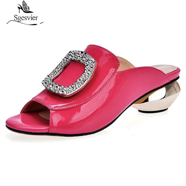sandals sgesvier plus size 33-42 genuine leather women rhinestone round heels summer peep toe ladies party shoes mules woman, Black
sandals sgesvier plus size 33-42 genuine leather women rhinestone round heels summer peep toe ladies party shoes mules woman, Black