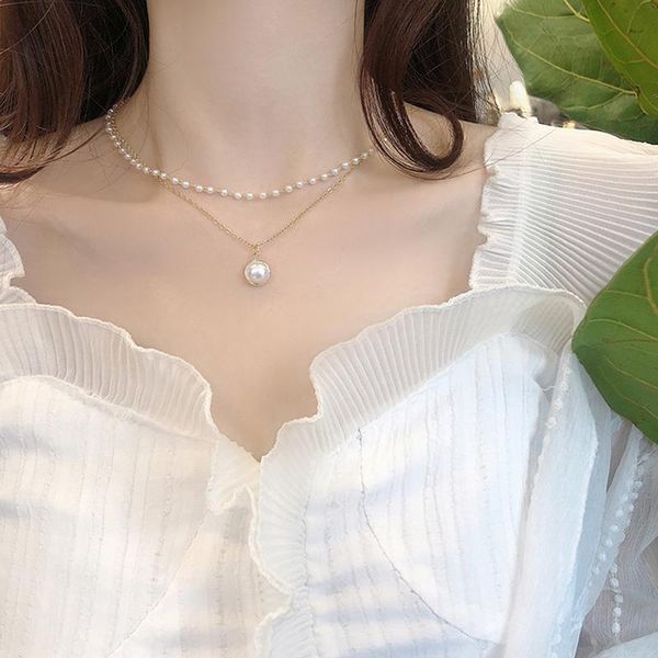 pendant necklaces korean multilayer pearl necklace for women vintage elegant white imitation party wedding jewelry, Silver
pendant necklaces korean multilayer pearl necklace for women vintage elegant white imitation party wedding jewelry, Silver